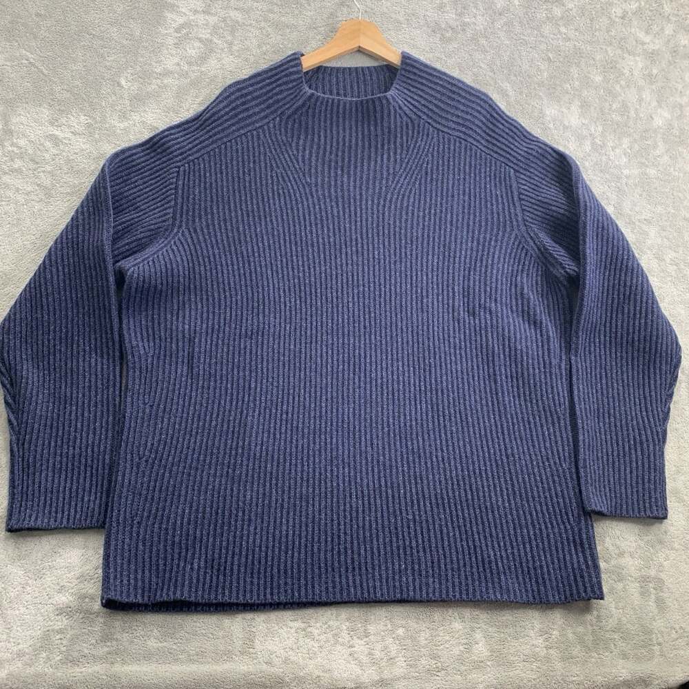 Woolrich Sweater Mens XXL Navy Blue Cable Knit Lambswool Blend Outdoor Pullover